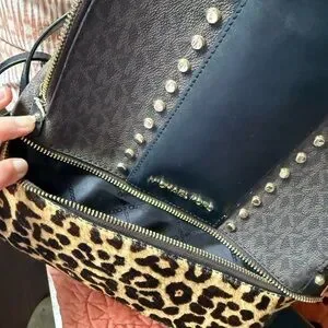 Michael Kors Brown and Black Backpack with Studded Details and wallet! Brown Mk Studded Backpack Michael Kors Black Studded Backpack main image 4